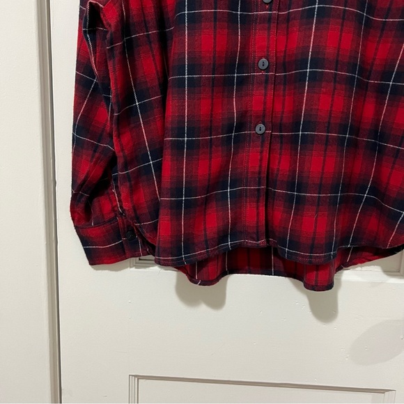 H&M Red and Navy Plaid Flannel Shirt - Picture 10 of 11